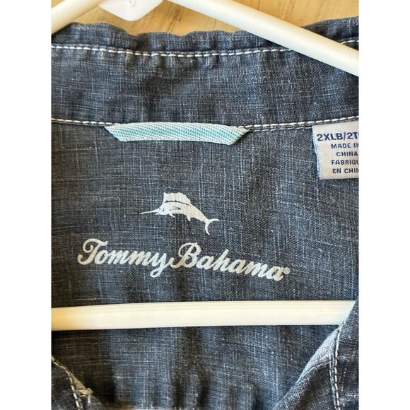 Tommy Bahama 100% Linen Shirt Mens 2XLB Long Sleeve Charcoal Black Breezer $110 - Picture 2 of 12